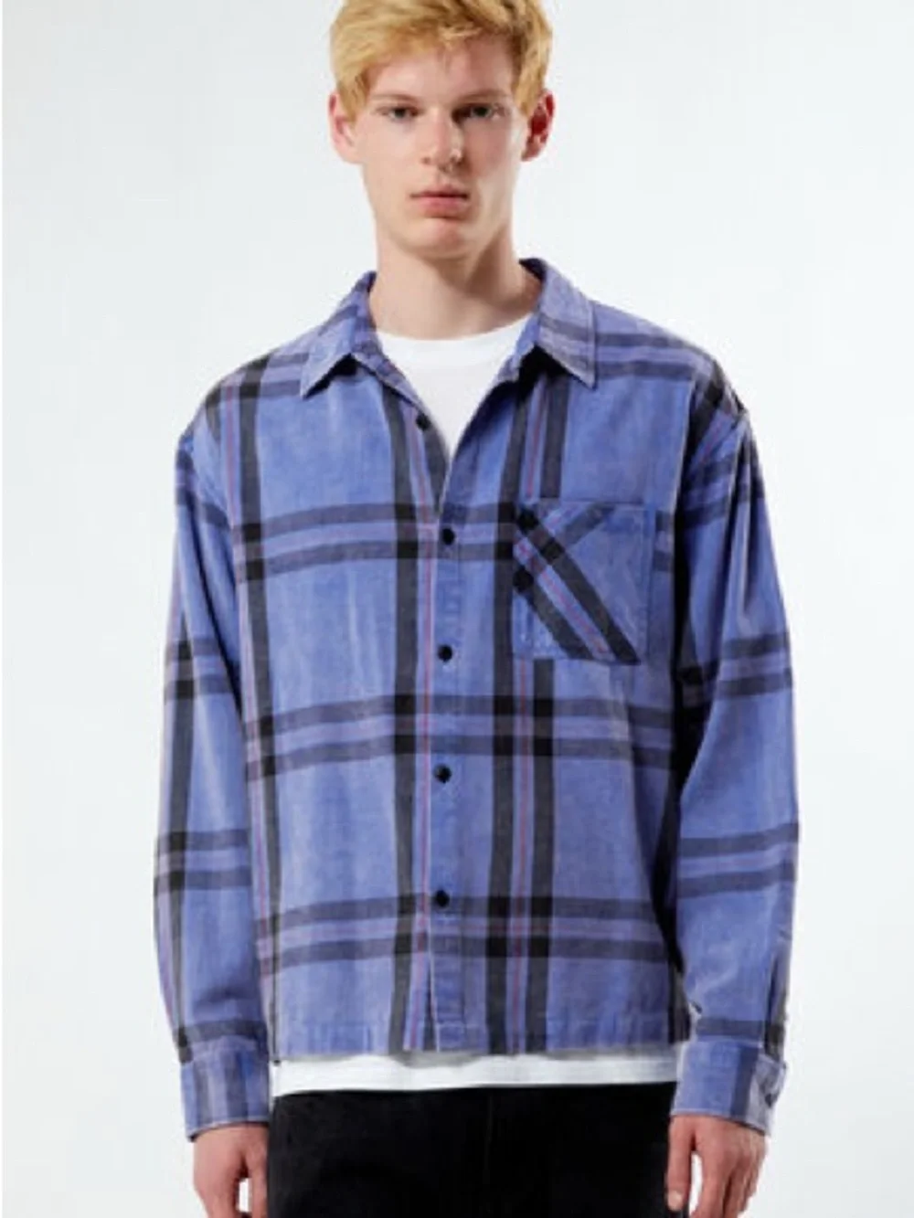 PacSun Blue and Black Plaid Button-Up Shirt